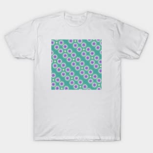 Purple & Green Floral Pattern T-Shirt